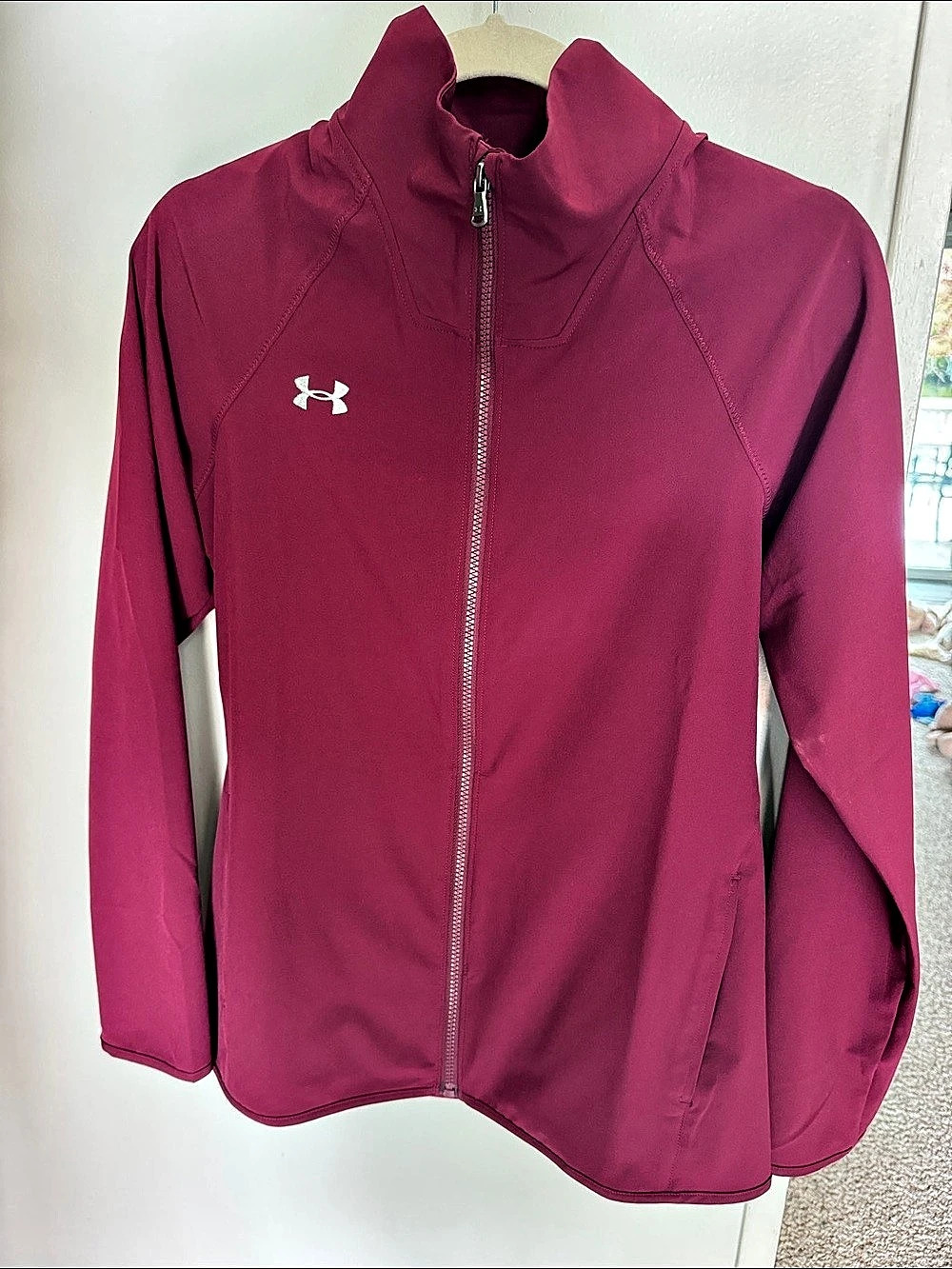 Under Armour HeatGear Mesh Full Zip Jacket Women's Athletic Jacket in Maroon SM.